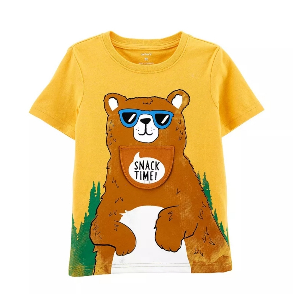 WORN ONCE Carter's Yellow and Brown Bear Tee Short Sleeve